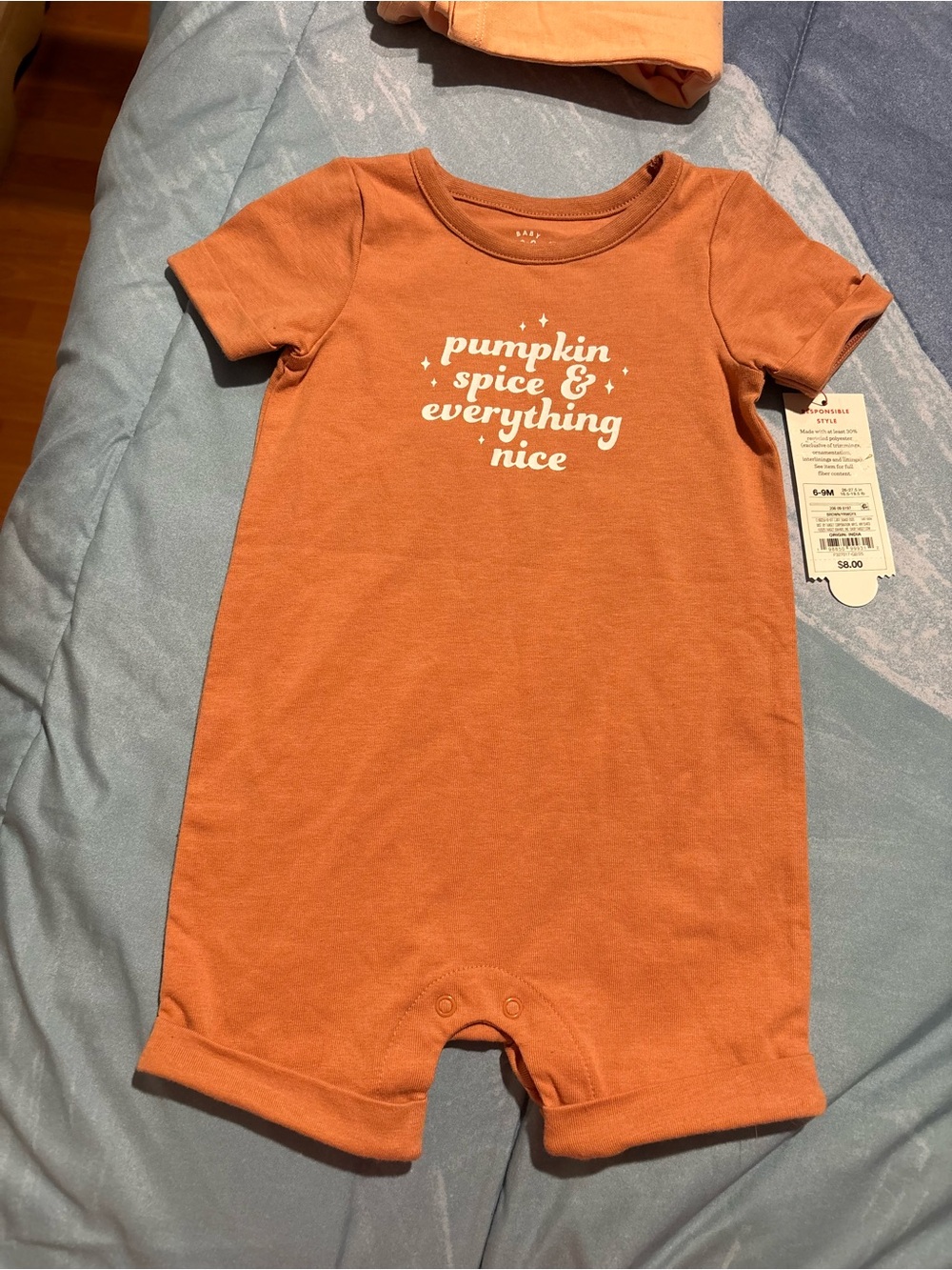 Cat & Jack Pumpkin Spice Orange Short-Sleeve Baby One-Piece